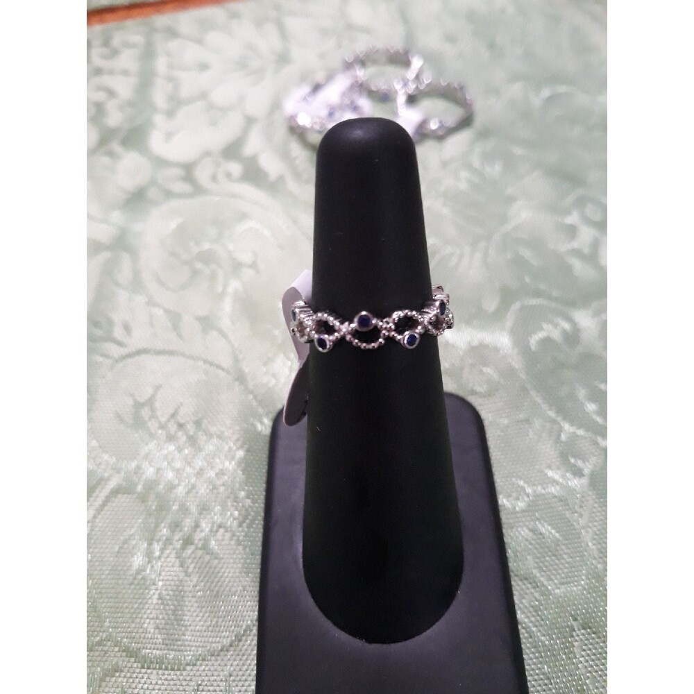 Sterling Silver beaded blue sapphire  5 - Picture 2 of 3